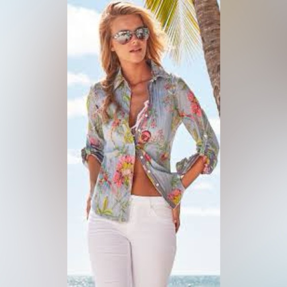 Cino XXS VINTAGE BLUE Floral Shirt style 8917